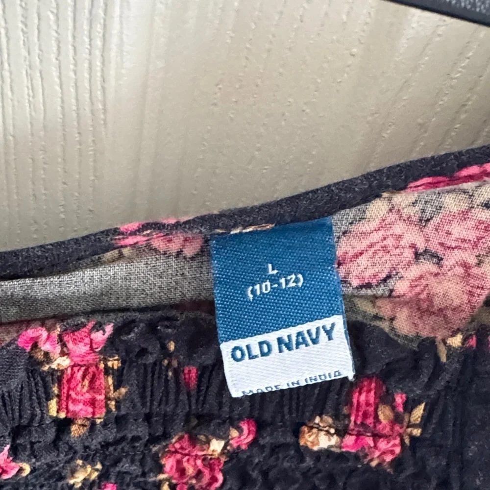 Old Navy Black and Pink Floral Blouse
